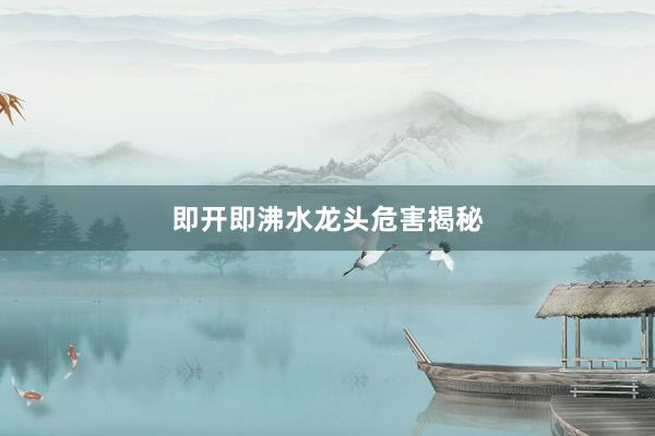 即开即沸水龙头危害揭秘